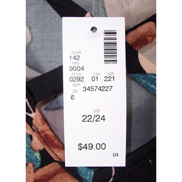 NEW Avenue 22/24 Floral Asymmetrical Short Flutter Sleeves Top - Picture 11 of 14